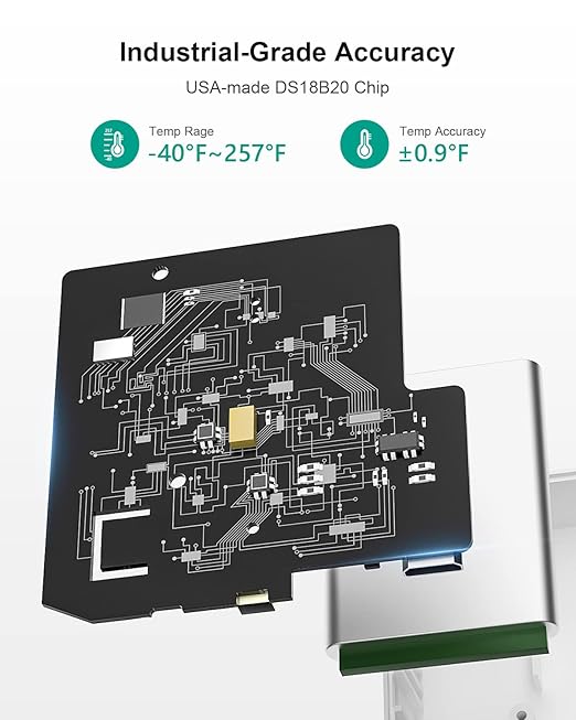 WiFi Thermometer Freezer Alarm, Email Alert, App Notification, Data Record
