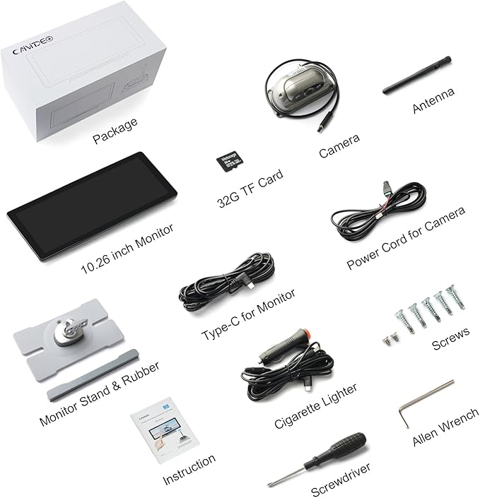 2.5D Display Wireless reversing Camera System FHD 1080P 10.26-inch touchable