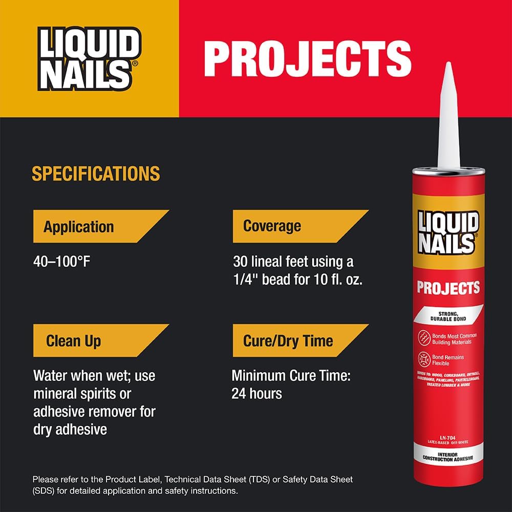 Liquid Nails Interior Projects 10 oz Off-White Latex-Based Construction Adhes...