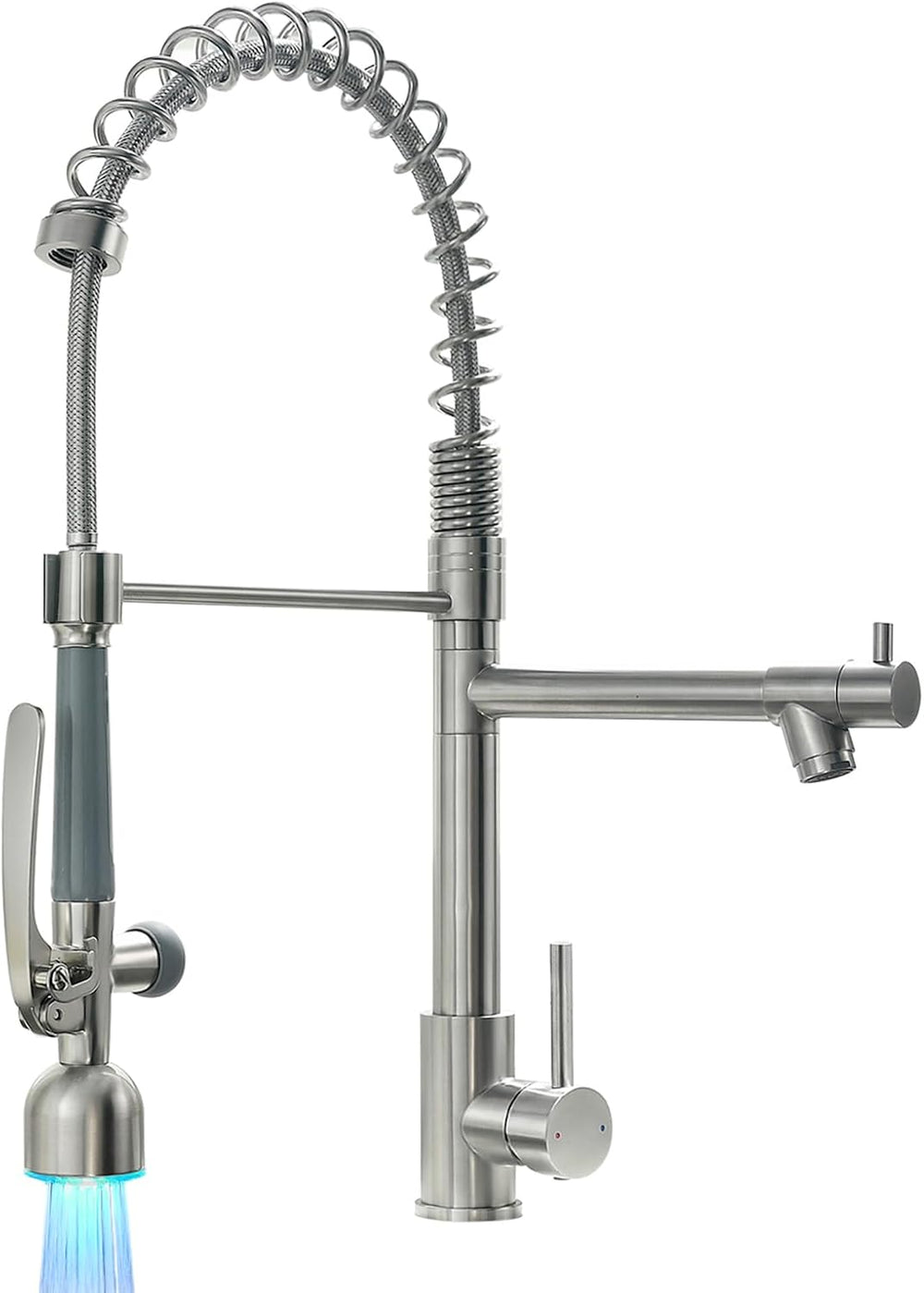 Fapully Commercial Single Handle Pull Down Sprayer Brushed Nickel Kitchen Faucet