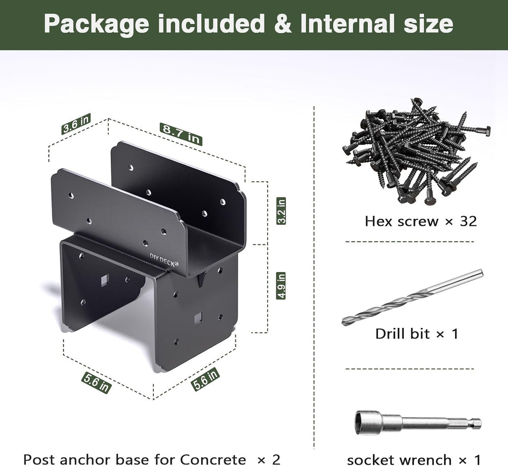 2Pack Stainless Steel Bracket for Wood 6x6(Actual 5.5"x5.5") Post t...