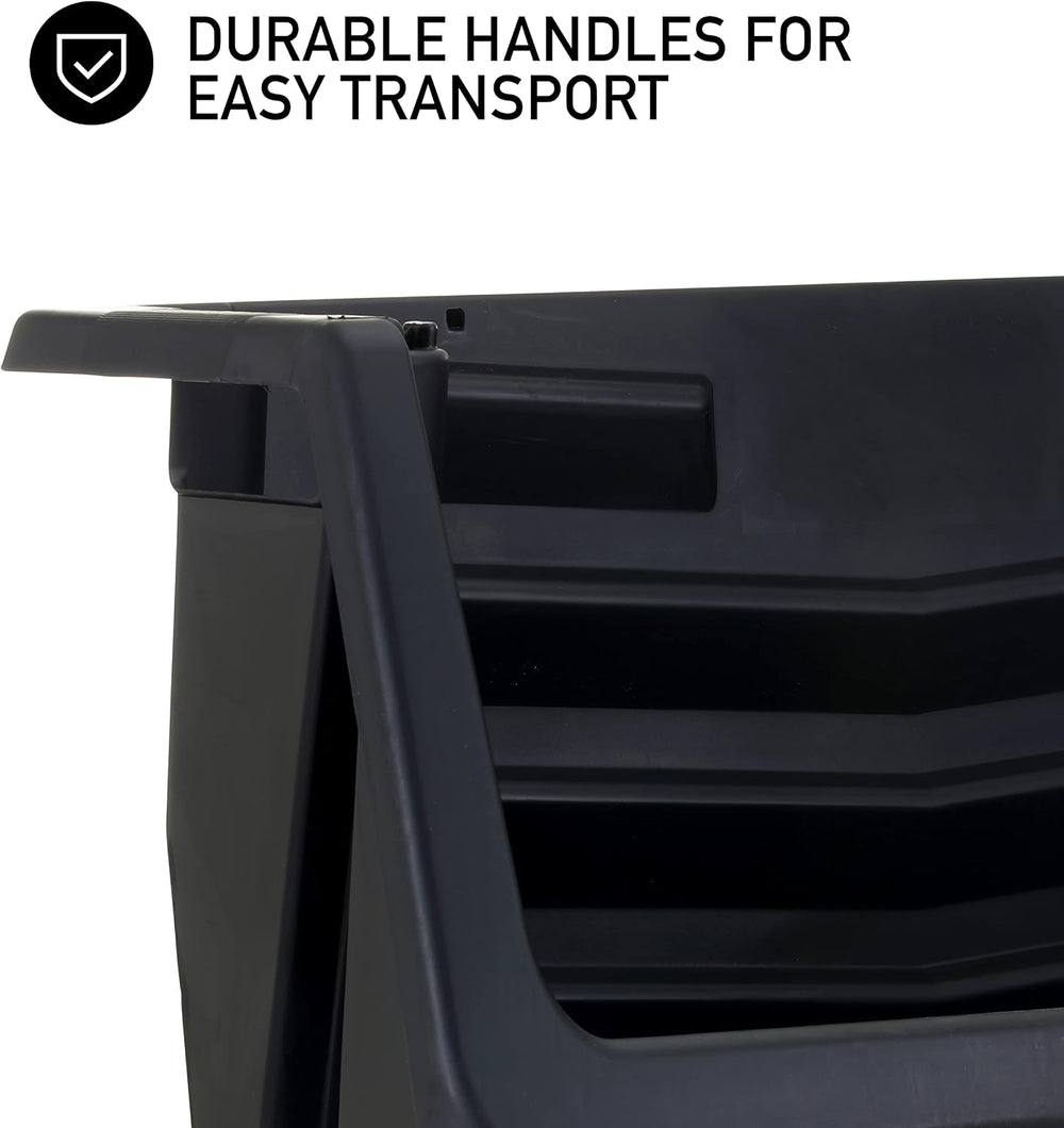 Mighty Tuff Heavy Duty Nesting Stack Bins, Pack of 3, Extra-Large Handles, Wi...