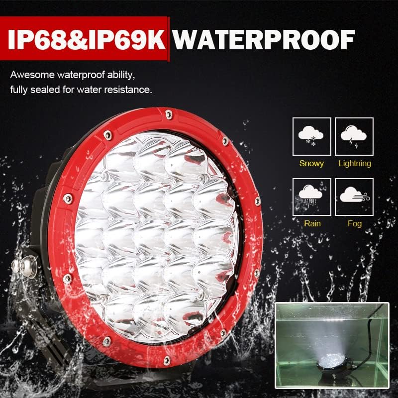 7 Inch Round LED Offroad Lights Red 210W 32000LM LED Off Road Lights