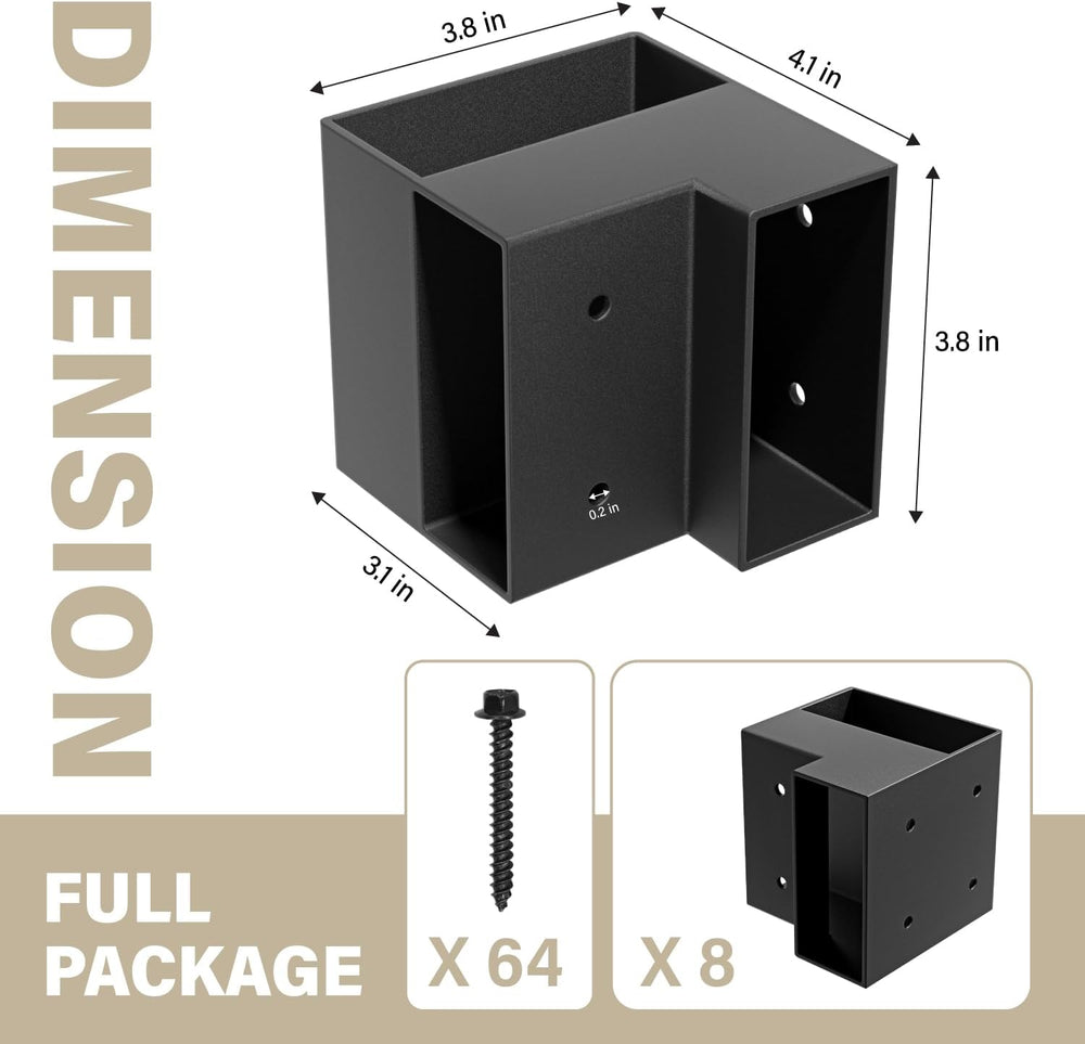 Set of 8 Heavy Duty Workbench Bracket Kit โ 3-Way Right Angle Steel Corner Br...
