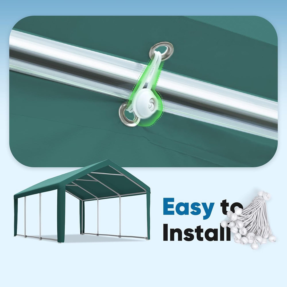 10x20 ft Carport Replacement Top Cover w/Leg Cloth, Heavy Duty Waterproof &am...
