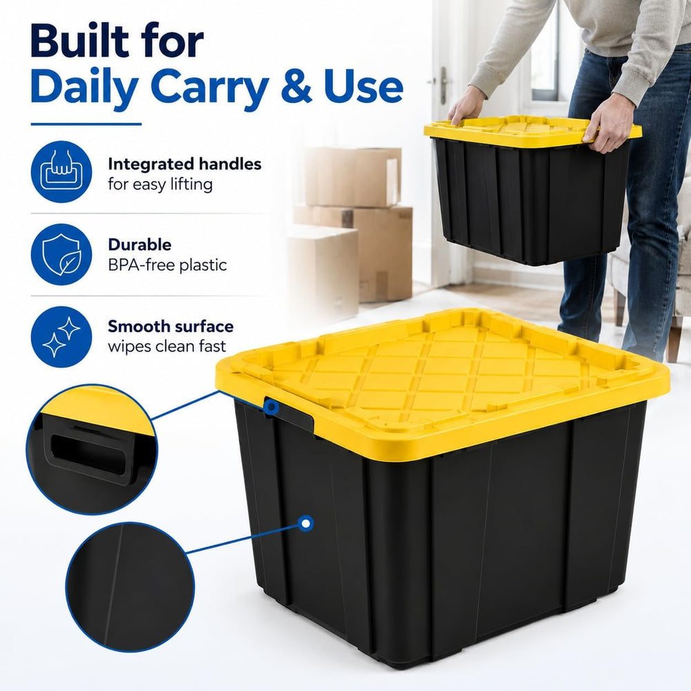 27 Gallon Storage Bins with Lids, 6 Pack Large Plastic Storage Totes