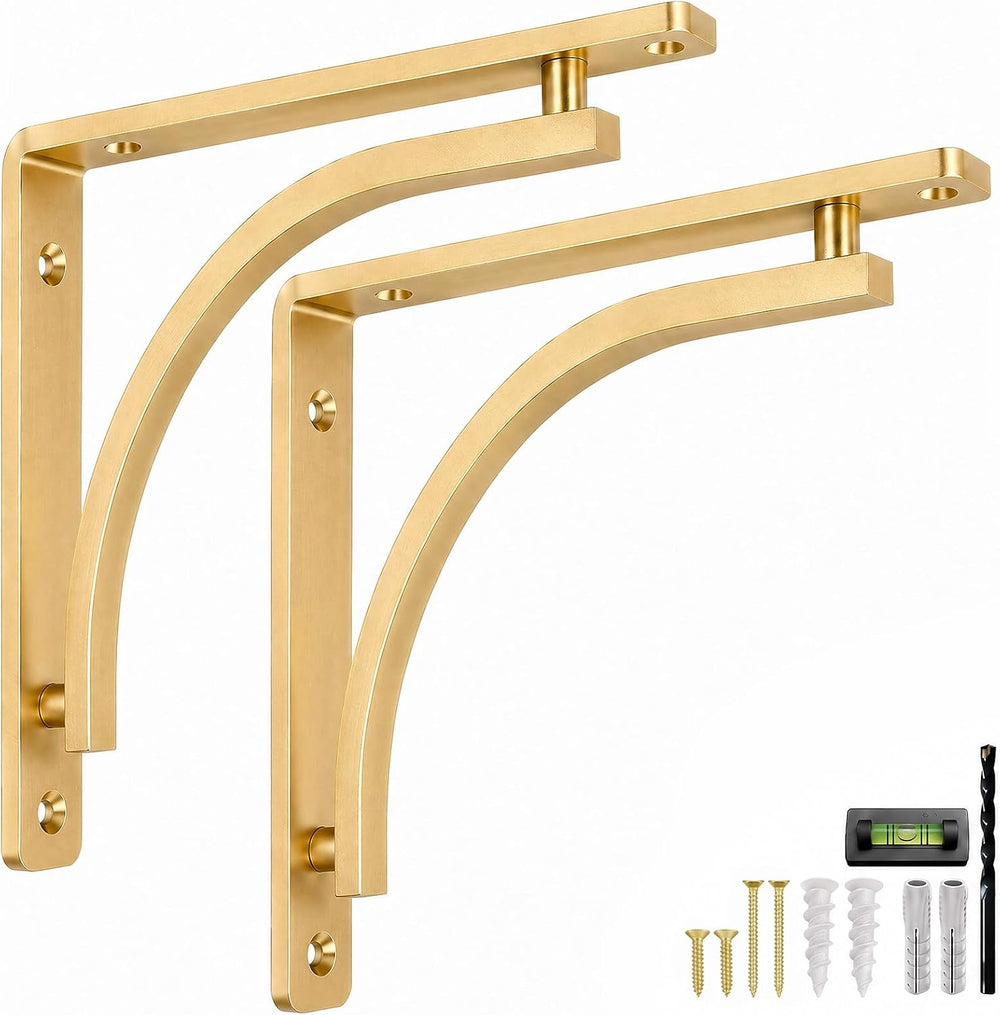 Classic Brass Powder Coated Heavy Duty Shelf Brackets 12 inch by Balin Design...
