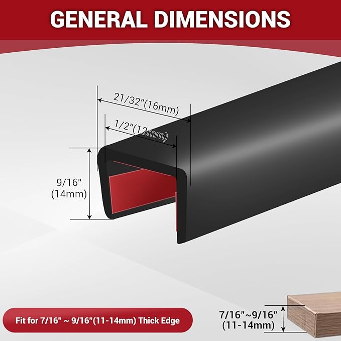 Rubber Edge Trim, 1/2" Self Adhesive Flexible U Channel Edge Protecter