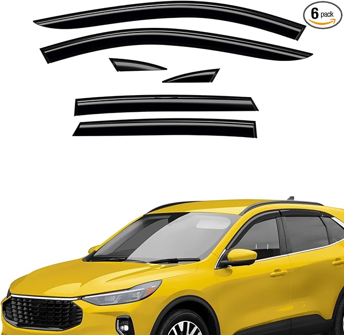 Extra Durable Window Deflectors Tape-On Window Visors Rain Guards Fit (6pcs)
