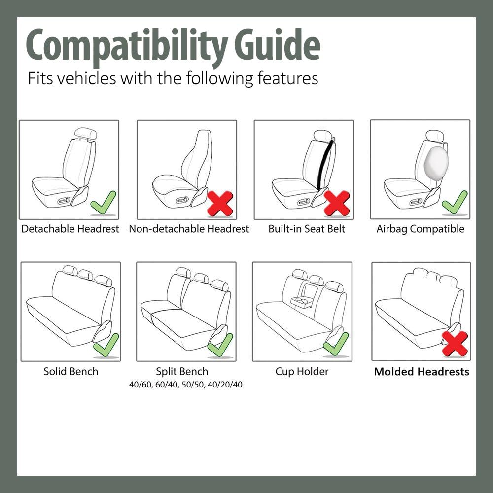 FH Group Premium Modernistic Flat Cloth Car Seat Covers – Universal Fit, Wash...