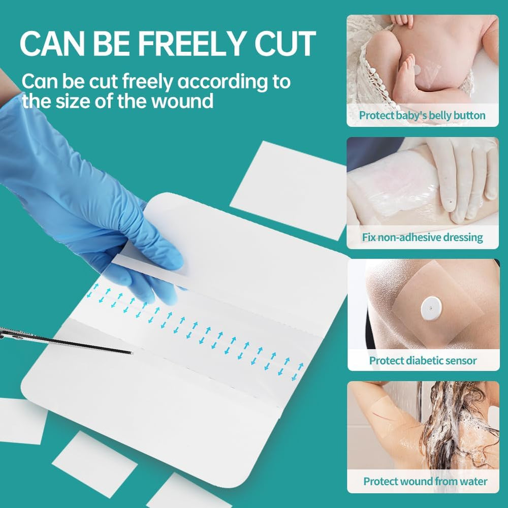 Dimora Waterproof Transparent Film Dressing, Large Clear Wound Bandages 6x8 i...