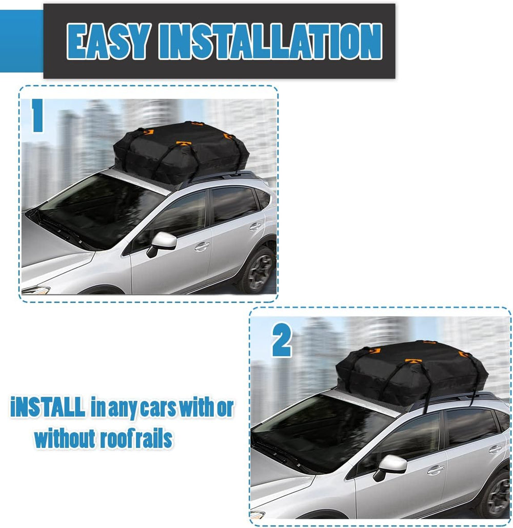 VaygWay 15 Cubic Feet Car Rooftop Cargo Carrier Bag – Black Waterproof Heavy ...