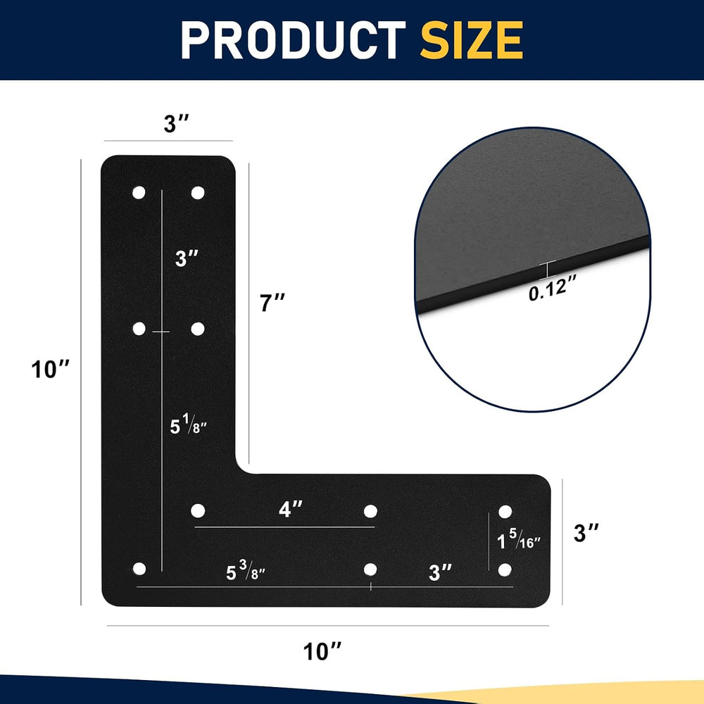 L Post Bracket 4PCS, 10x10'' L Flat Mending Plate for 4x4,6x6 Post