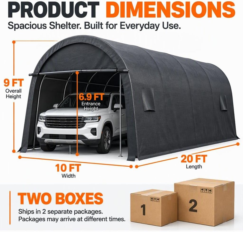 COBIZI Carport Canopy 10x20 Heavy Duty Portable Garage Shelter Shed