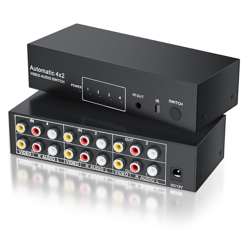 BolAAzuL 4x2 RCA Switch Splitter Composite Video L/R Audio Selector Box