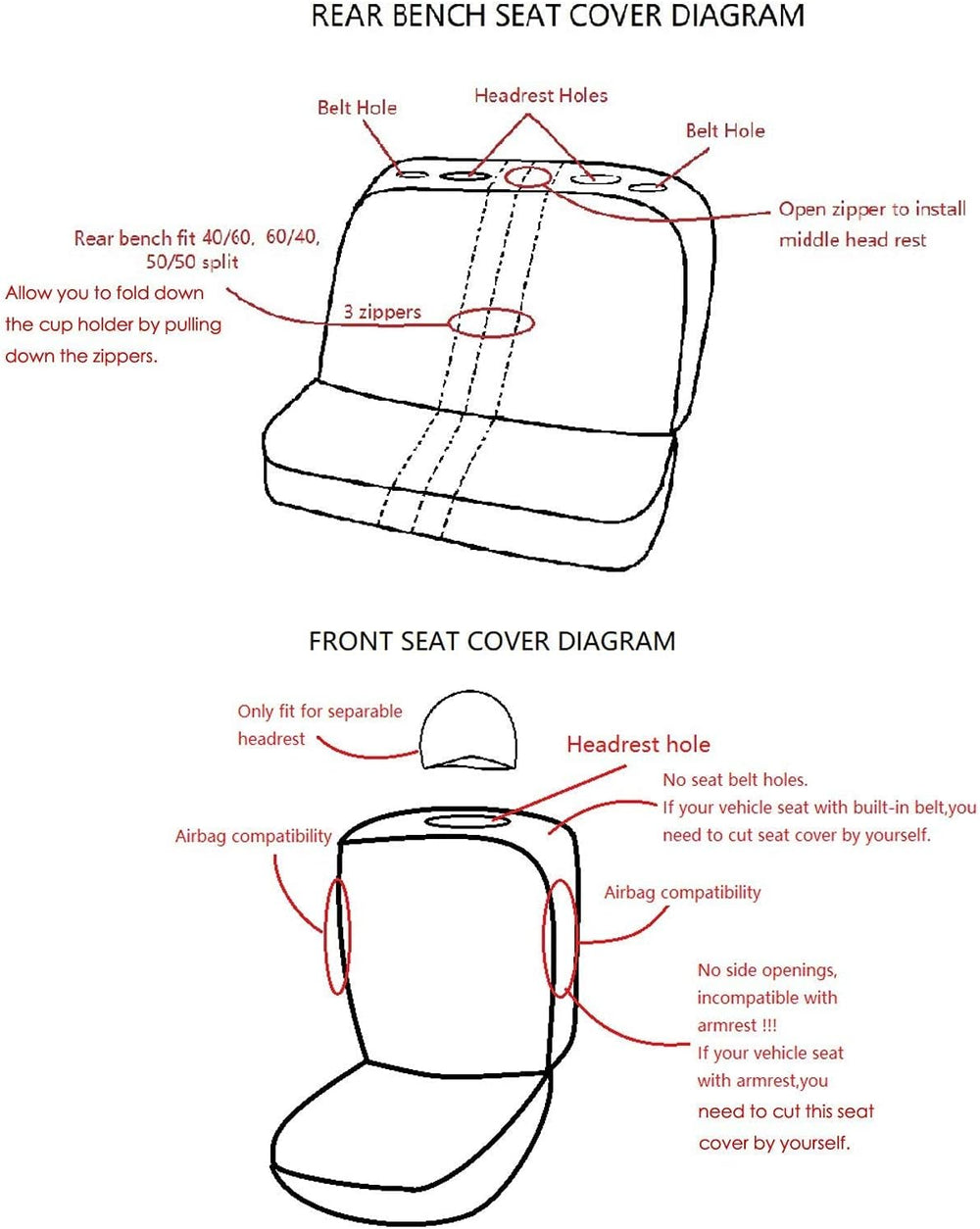 Flying Banner Car Seat Covers Front Seats Rear Bench Polyester car seat Prote...