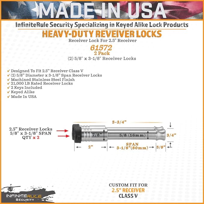 61572 | 2 Pack, Keyed Alike, Receiver Locks