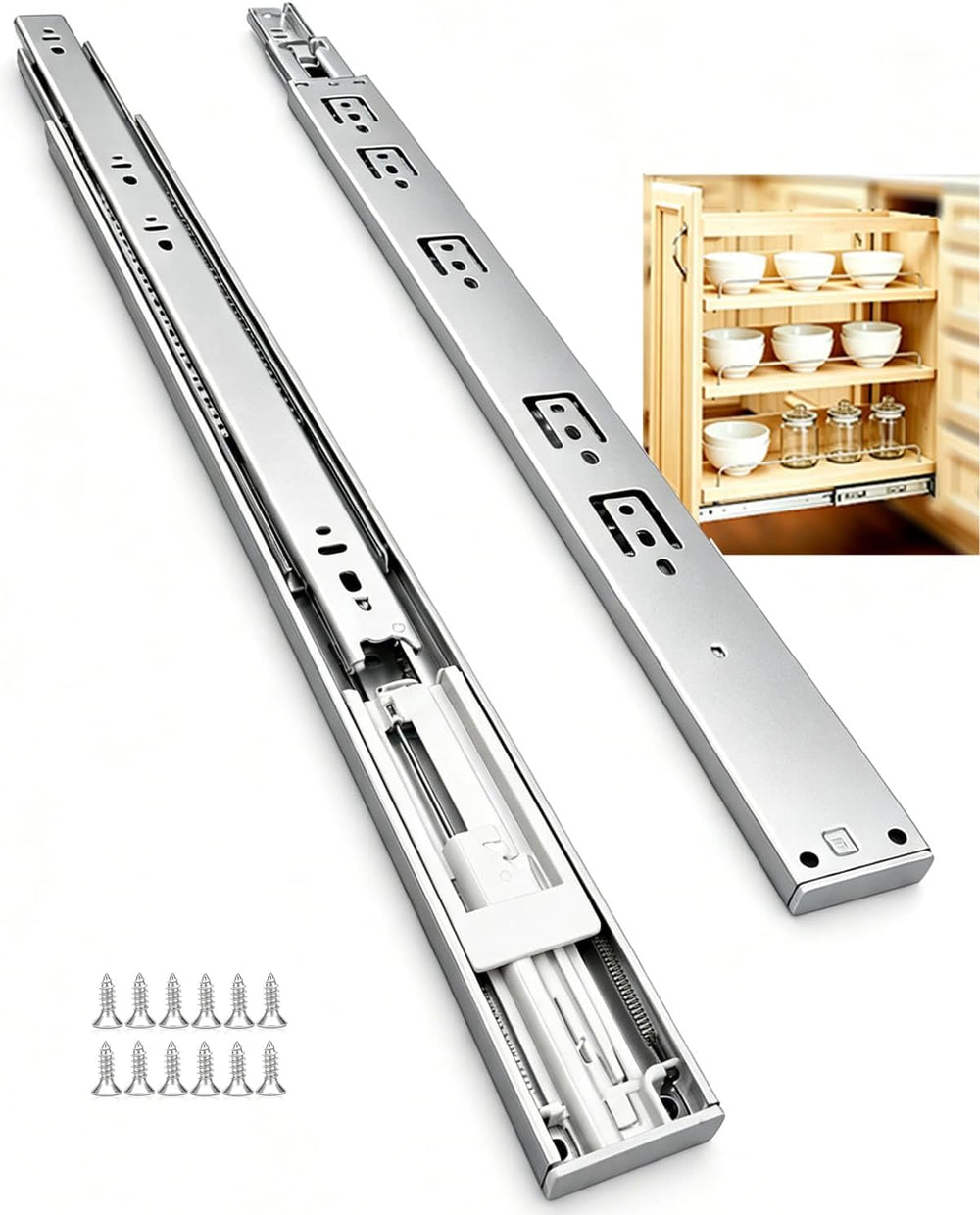 Gobrico Drawer Slides 20 inch 2 Pair๏ผSoft Close Drawer Slides 3 Fold, Hardwar...