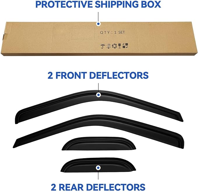 Window Visors Rain Guards for 1999-2016 Ford F250 F350 F450 Super Duty SuperCab