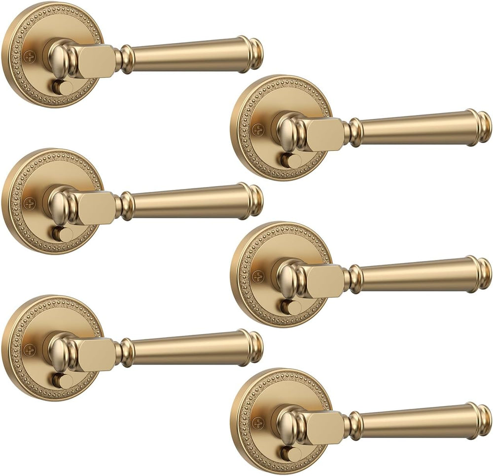 Amerdeco 6 Pack Champagne Bronze Privacy Interior Door Handles