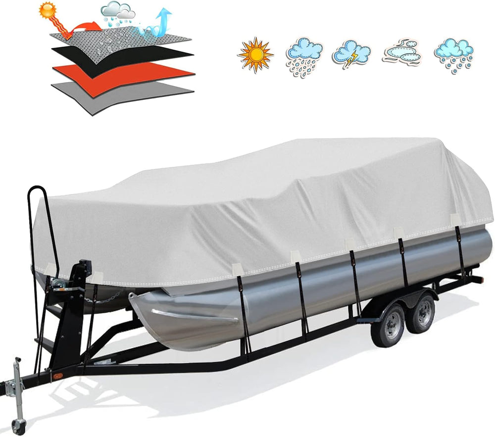 Solim 25-28FT Pontoon Boat Cover, 1200D Heavy Duty Waterproof, UV Resistant