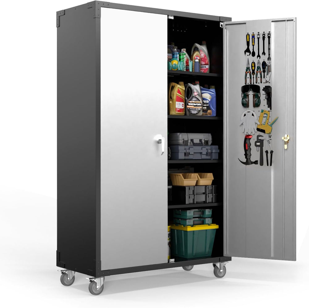 VINGLI Upgraded Wide & Deep Garage Storage Cabinet, Metal Storage Cabinet...