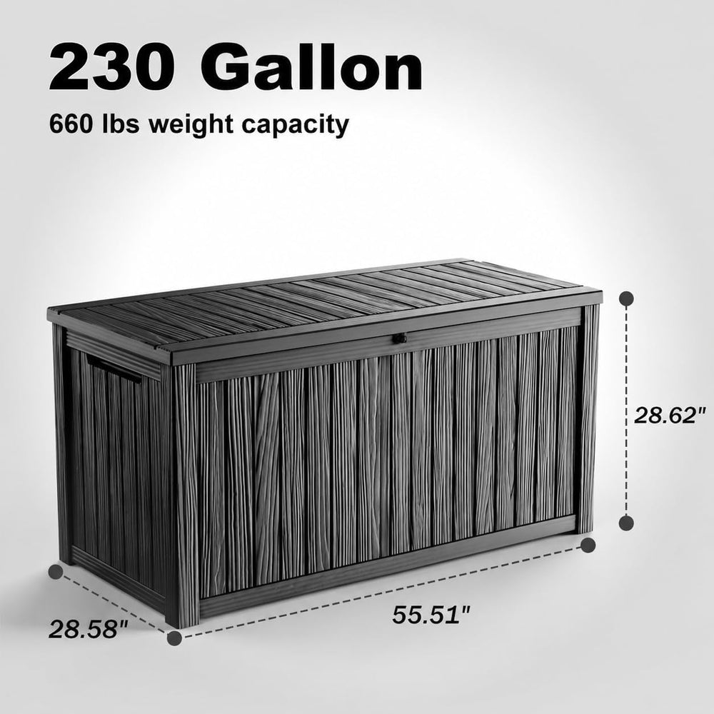 230 Gallon Outdoor Deck Box, Resin Waterproof Storage Box With Lockable Lid, ...