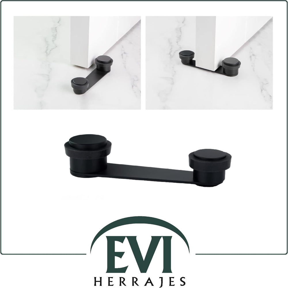 Black Adhesive Door Stopper |with 50mm Thick Door Retainer | Black Rubber | I...