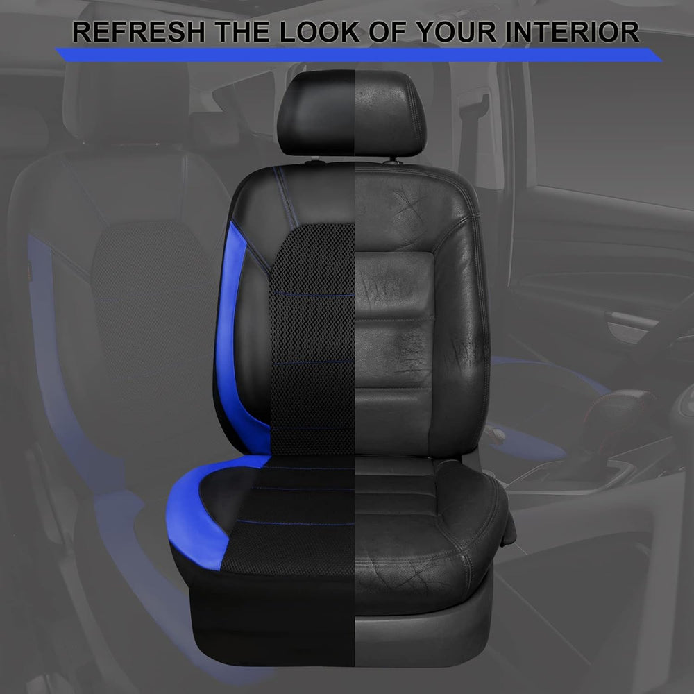 CAR PASS Leather Car Seat Covers Front Seats Only, with Air Mesh Front Seat C...
