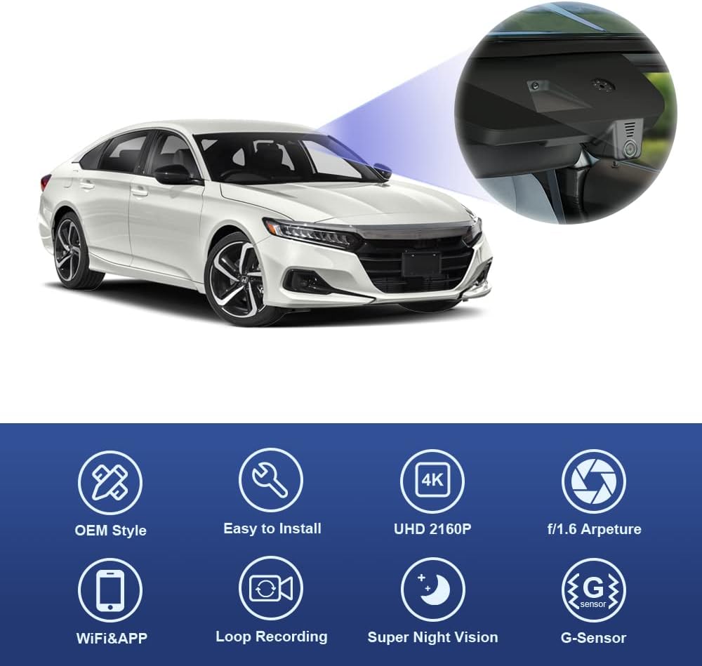 Fitcamx 4K Dash Cam Suitable for Honda Accord 2018-2022 Hybrid (Model A) LX S...