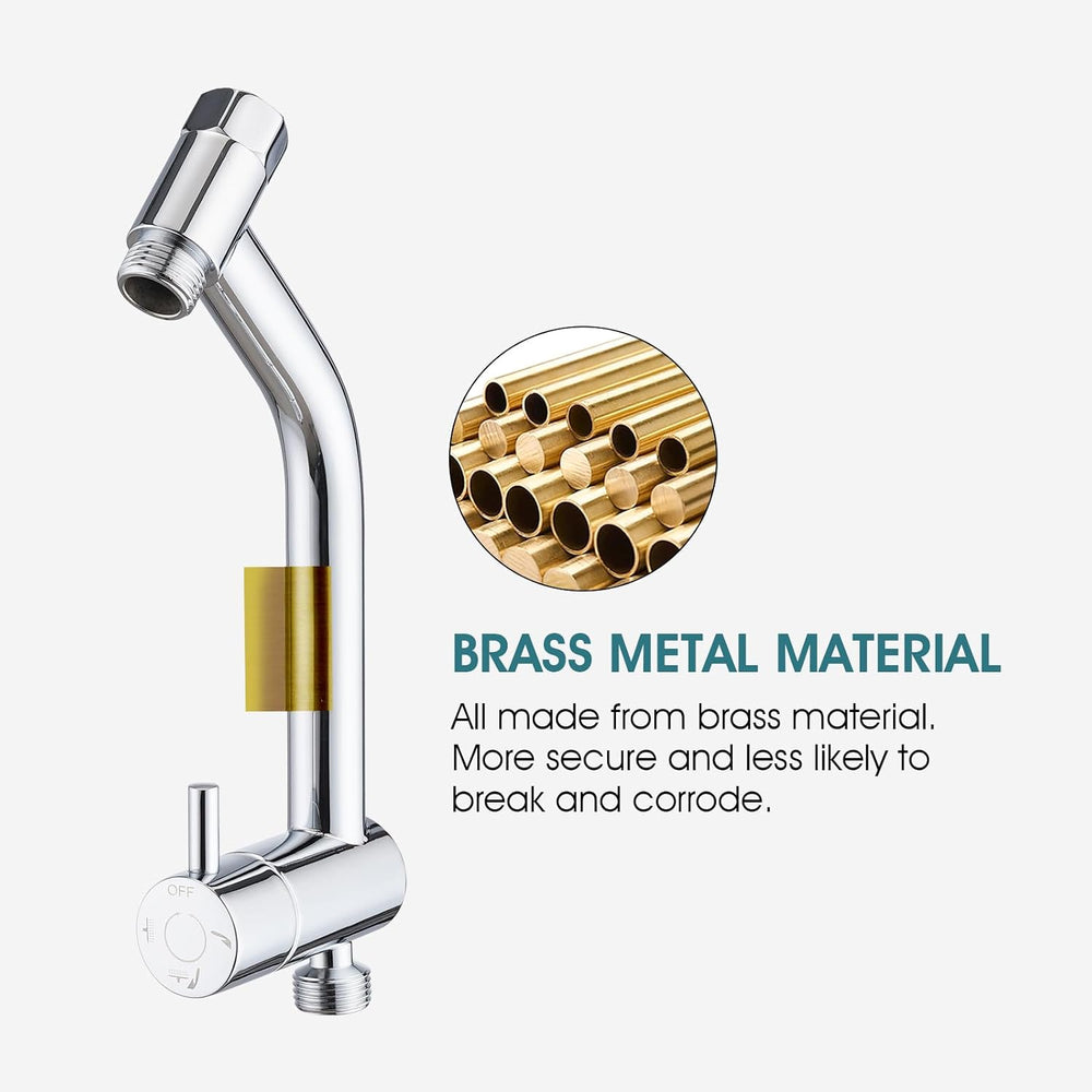 PDPBath Brass Shower Arm Diverter with Adhesive Handheld Holder for Easy Reac...