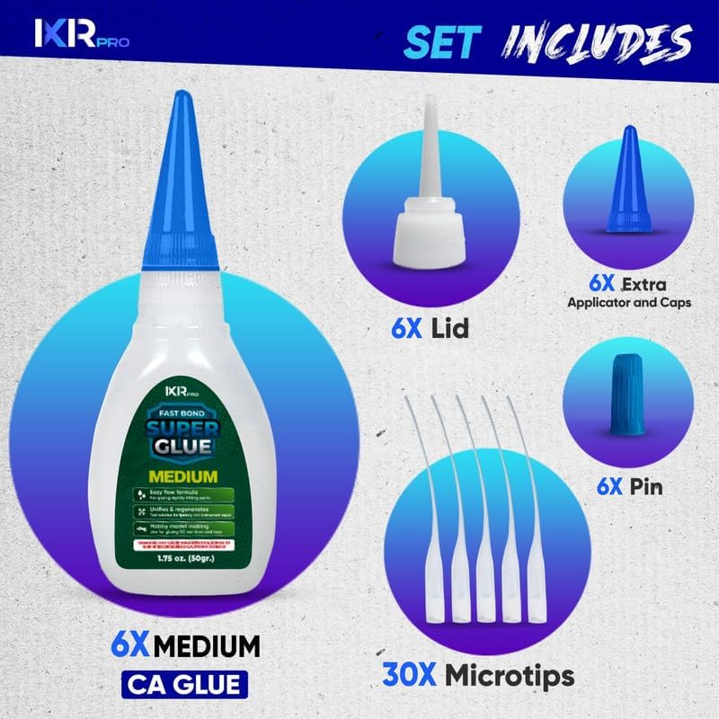 Medium Glue, Super Glue, Adhesive, 6 Pcs 1.75oz Repair kit