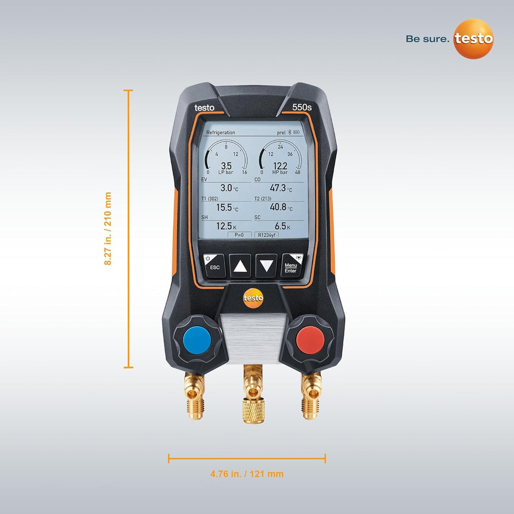 testo 550s AC Manifold Gauge Set – Manifold Gauges HVAC – Incl. 2 Wired Tempe...