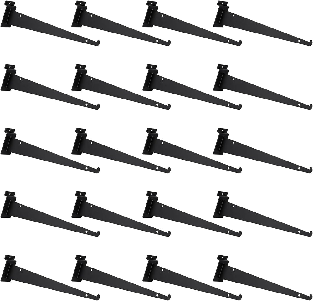 20 Pack Metal Slatwall Shelf Brackets with Lip Heavy Duty, Slatwall Accessory...