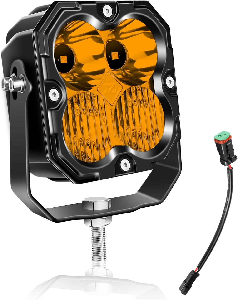 Willpower 4 inch 30W LED Light Bar with DT Wiring,Amber Spot Flood Beam Off R...