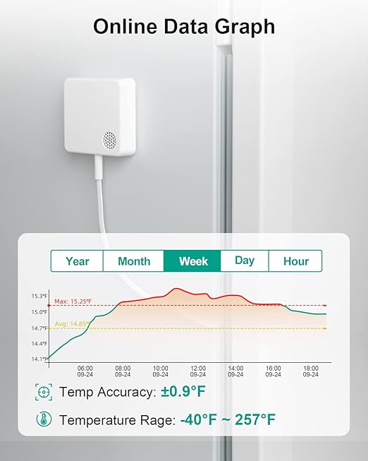 WiFi Thermometer Freezer Alarm, Email Alert, App Notification, Data Record