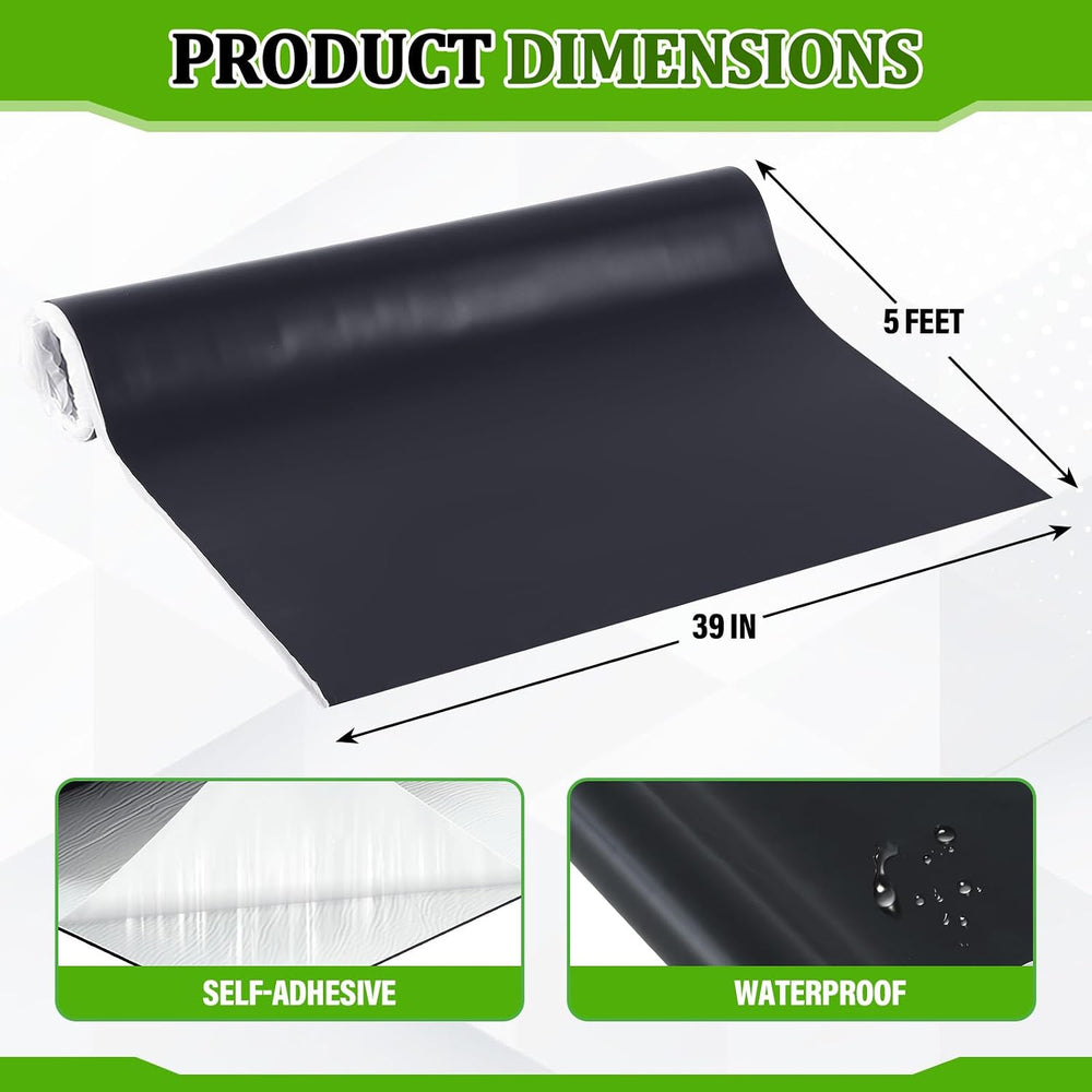 Pushglossy 1 Roll EPDM Rubber Roofing Membrane 50 Mil, 39" x 5 Ft, Black