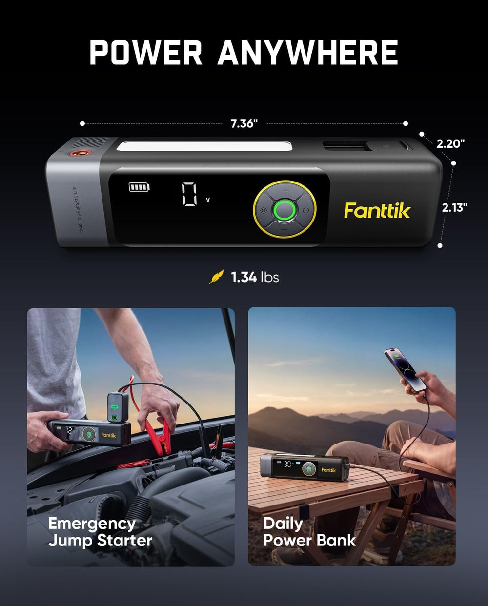 Fanttik Beyond 10 Apex 1800A Jump Starter with Fast Inflate Air Compressor