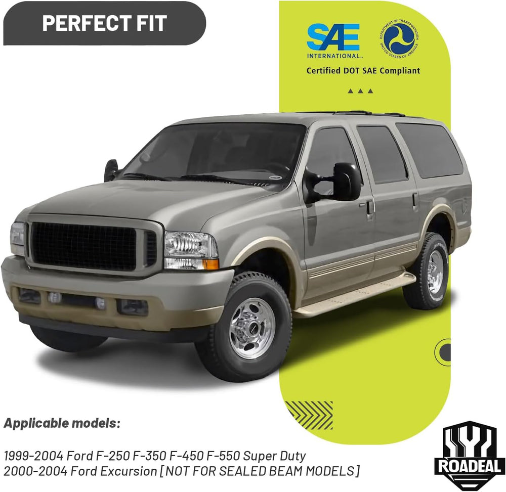 Headlight Assembly W/Bulbs for 1999-2004 Ford Super Duty F250 F350 F450 F550,...