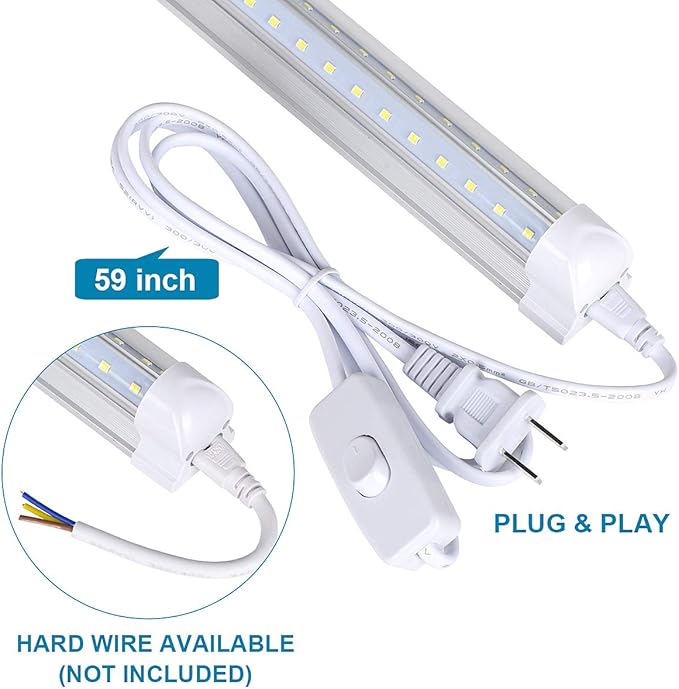 4 Pack, Led Shop Lights, 8FT Led Shop Light, 100W 6000K 15000LM Clear White