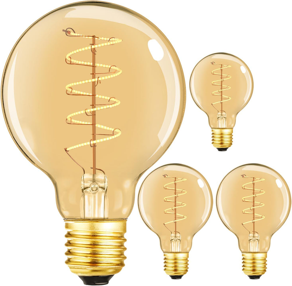 Leools Vintage LED Spiral Filament Bulb G25/G80 Dimmable Flick-Free 6W CRI95 ...