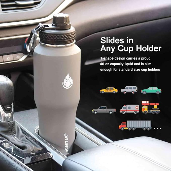 SENDESTAR 40oz Water Bottle Wide Mouth Stainless Steel Vacuum Insulated Double