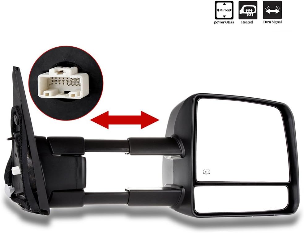 Passenger Side Towing Mirrors Fits 2007-2017 for Toyota for Tundra, Power Adj...