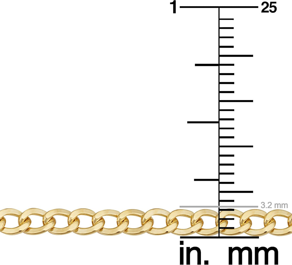 Unisex Adult Miami Cuban - 14k Gold Filled 3.2 mm Curb Chain Necklace