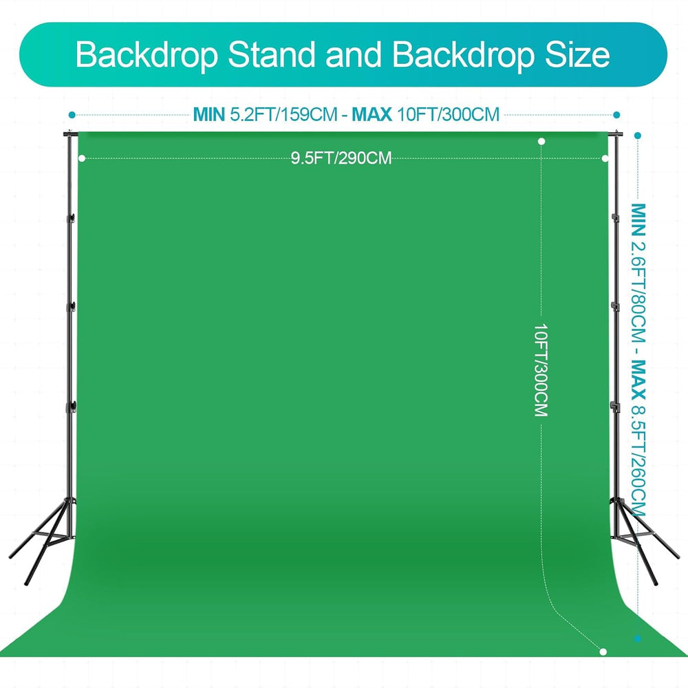EMART Photography Lighting Kit 8.5x10Ft Backdrop Stand & 9.5x10FT Backdrops