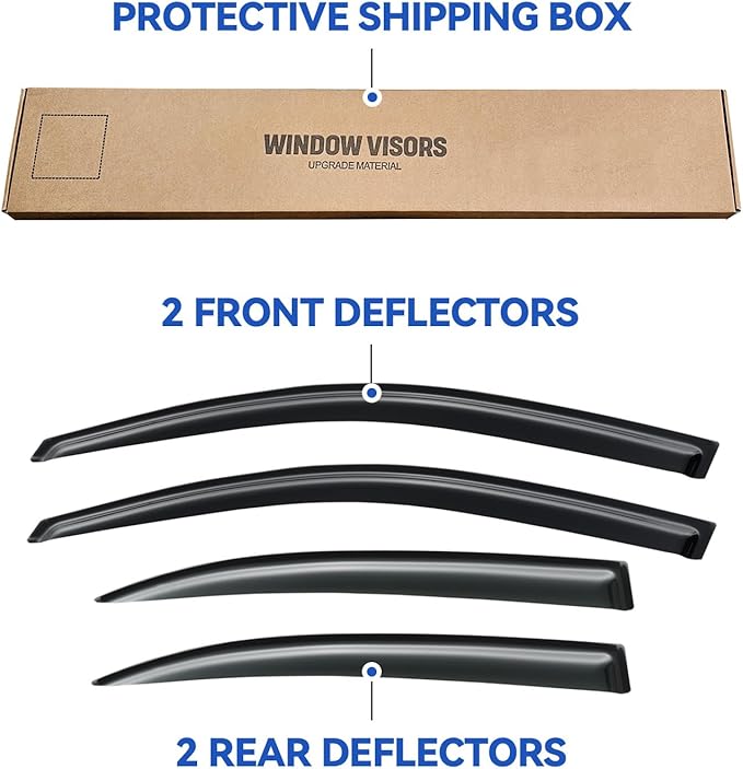 Window Visors Rain Guards for 2013 2014 2015 13 14 15 Chevy Malibu, Out-Channel