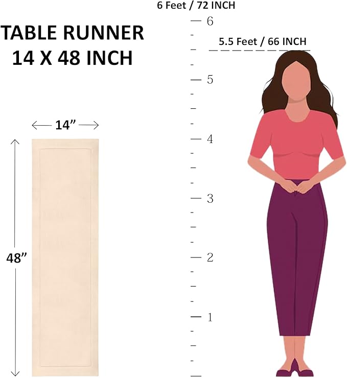 Solino Home Linen Natural Table Runner 48 Inches - Classic Hemstitch, 100% Pu...