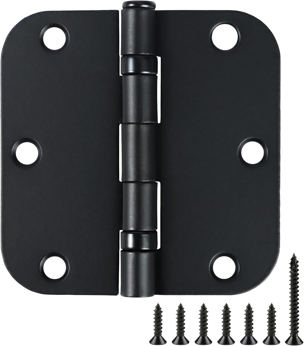 36 Pack Ball Bearing Matte Black Door Hinges 3.5 Inch 5/8" Radius Round ...