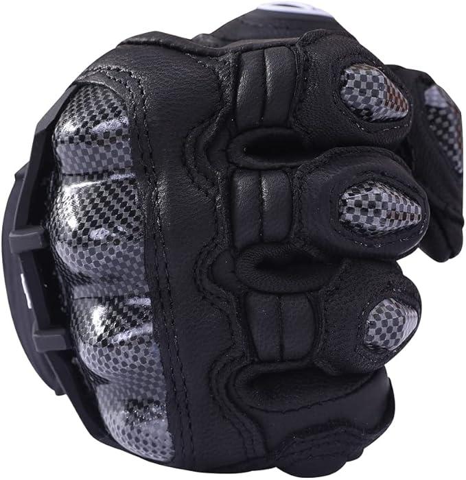 Harssidanzar Breathable Leather Motorcycle Gloves Touchscreen