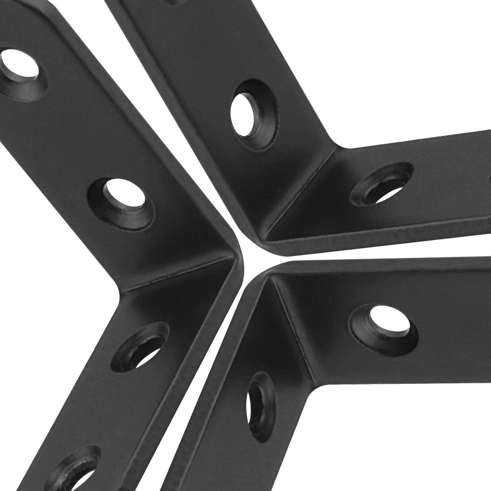 60Pcs Black Corner Bracket, 2”x2” Heavy Duty Black Corner Brace, 3MM Thicknes...